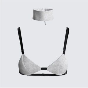Finesse Studios Harley Silver Bra Top & Choker Size Small